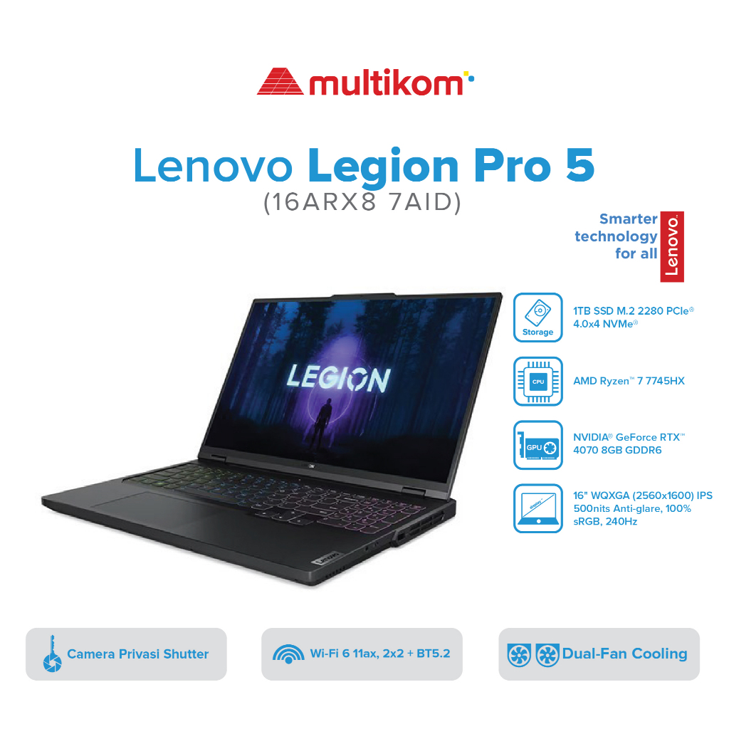 Lenovo Legion Pro 5 16ARX8 7AID R7-7745HX 16GB 1TB RTX4070 8GB W11 OHS