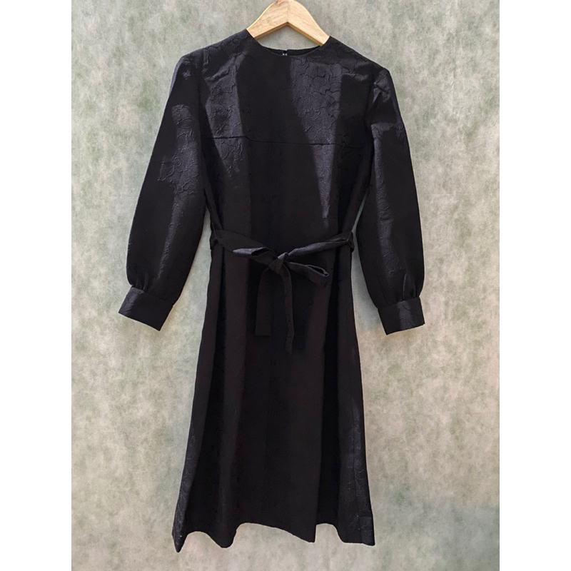 Preloved/Thrift Long Black Dress/Long dress hitam motif bunga/floral Korean Style