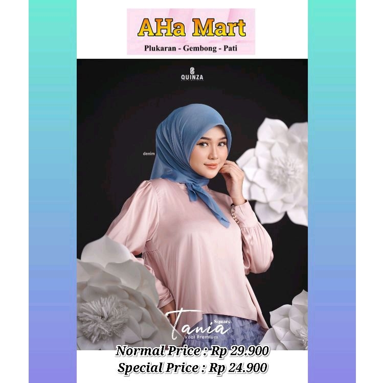 Hijab Segiempat Scarf Tania Square Voal Premium ✅ Quinza ✅ ORI Agen Resmi