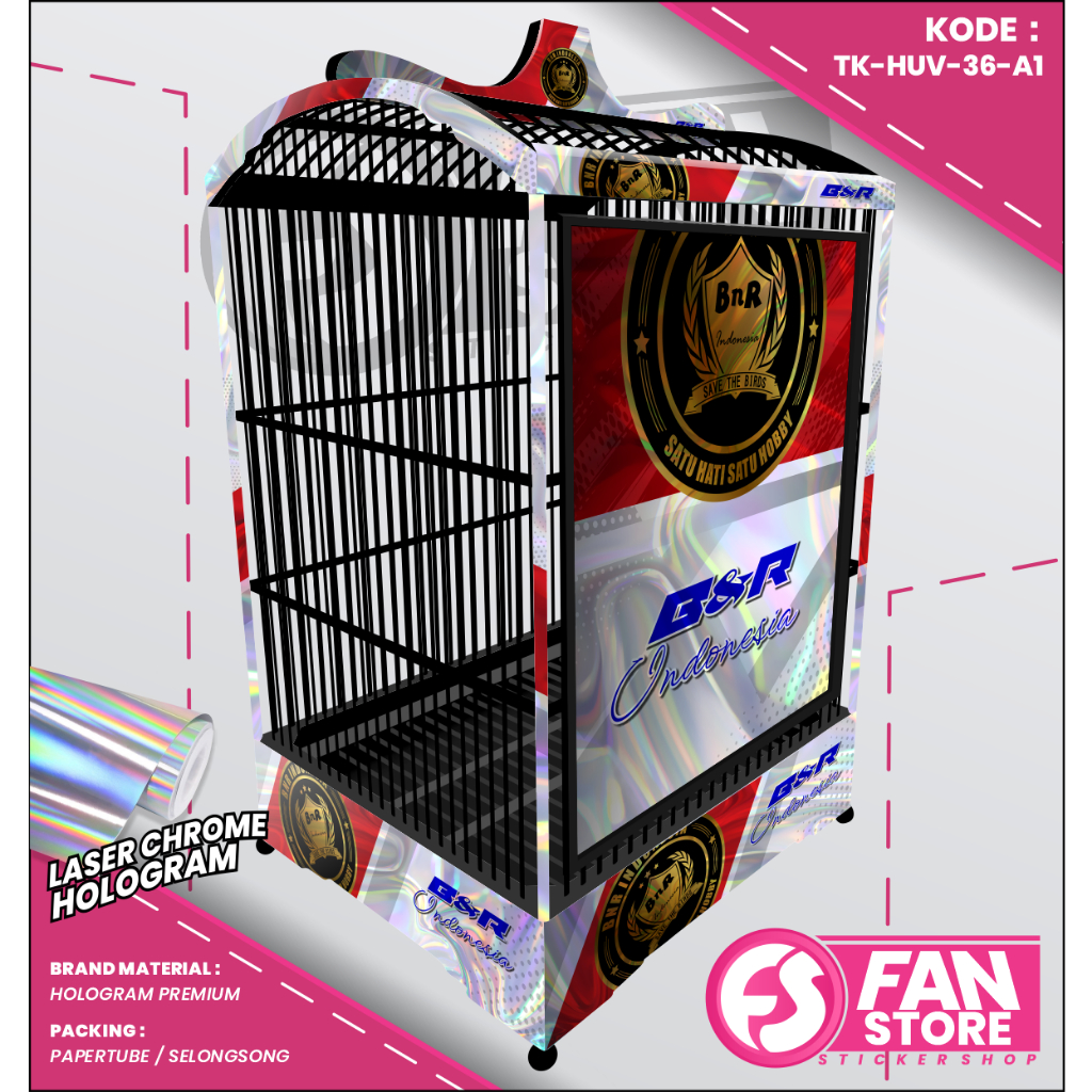 Stiker Decal Sangkar Kotak Bnr Sangkar Ebod Jaya  Custom Motif / Stiker Sangkar BNR Hologram UV