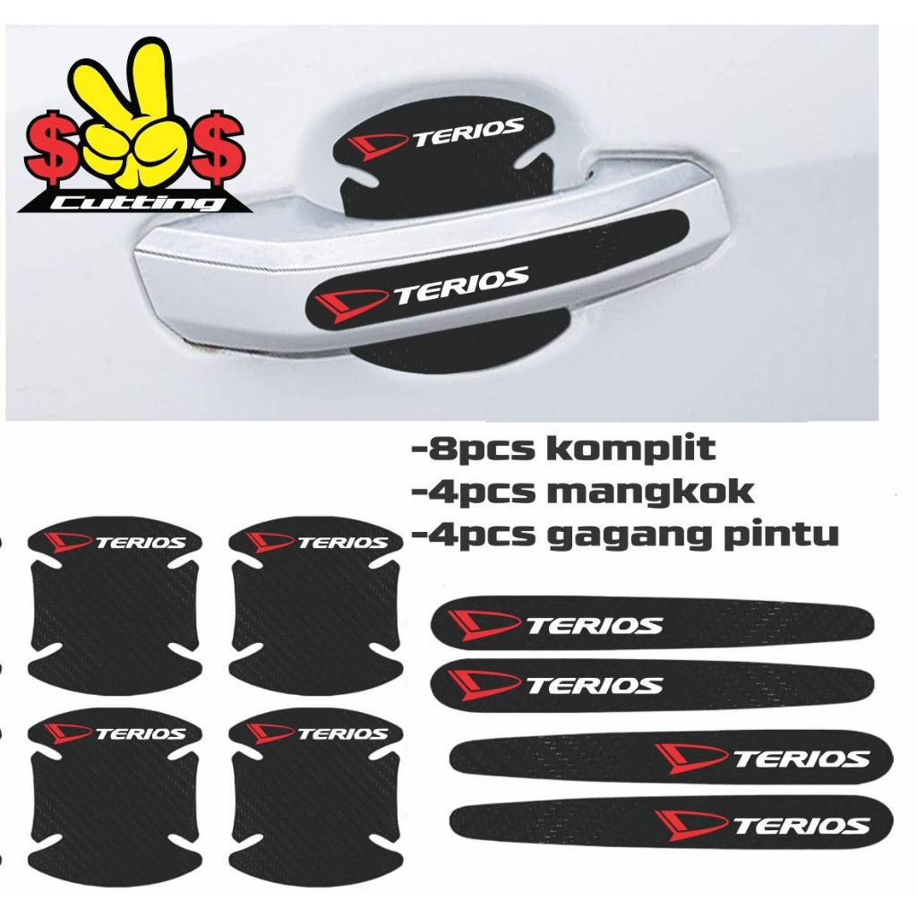 Stiker Carbon Handle Pelindung Gagang Pintu Mobil Daihatsu Terios