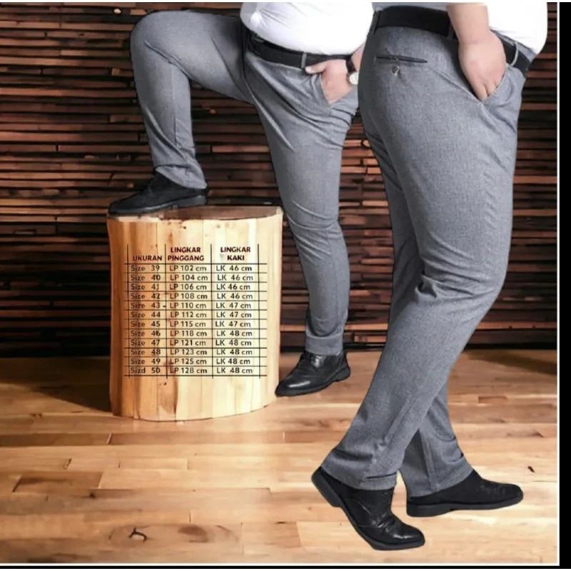 CELANA PANJANG BAHAN FORMAL SLIMFIT PRIA JUMBO