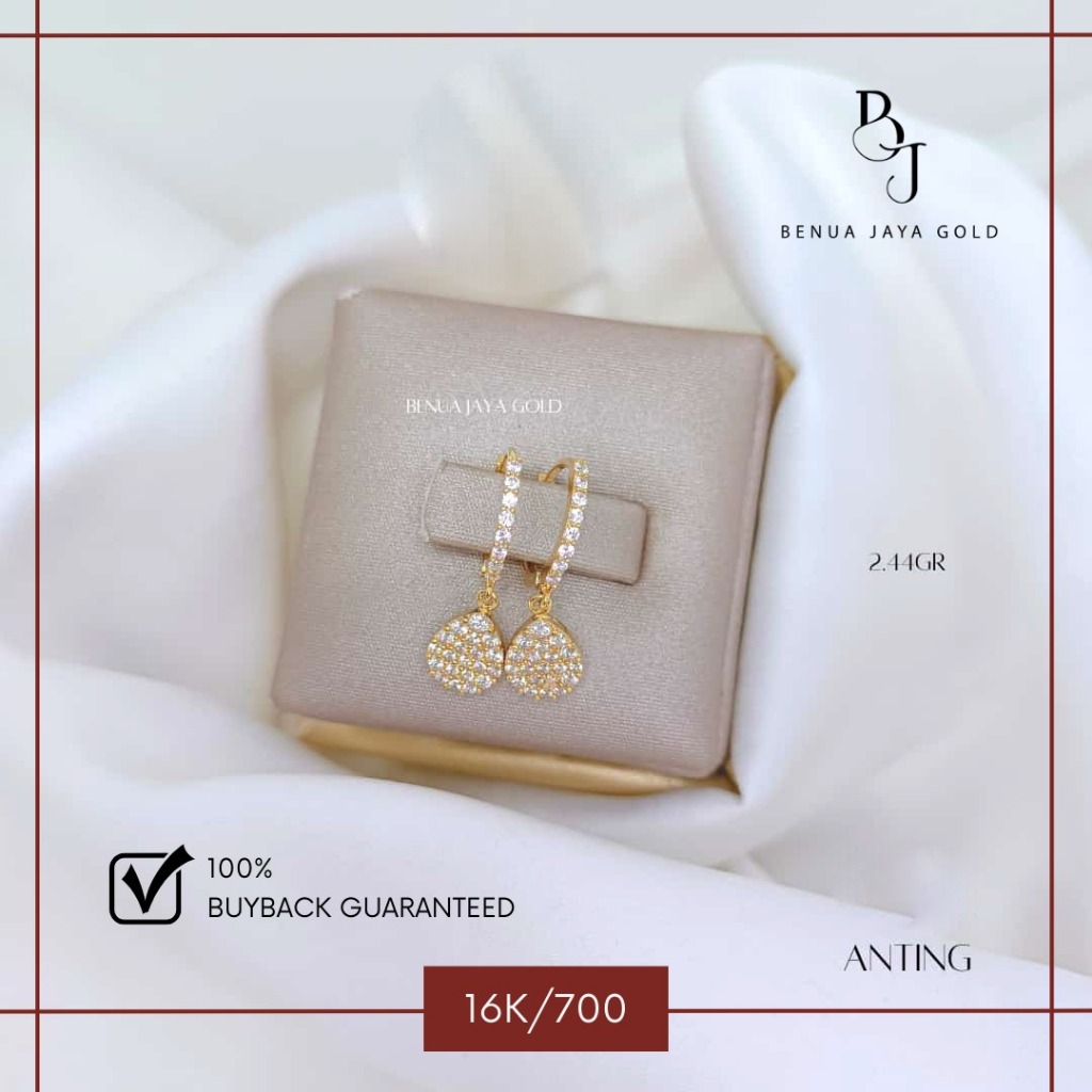 Anting Jepit Teardrop Emas 16K/700