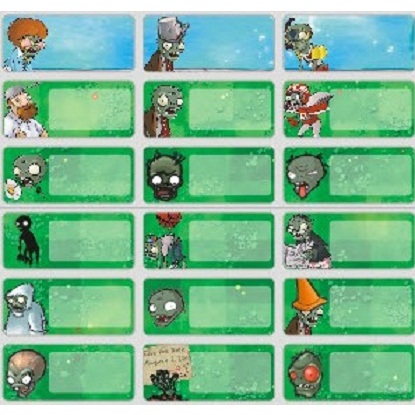 

Stiker Label Nama Anti Air - Waterproof Sticker Name Label - Plants vs Zombies