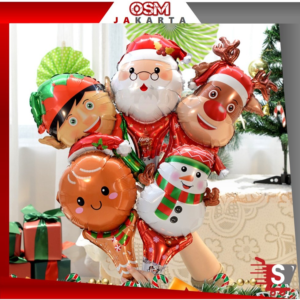 OSM JKT 6030 Balon Natal / Balon Natal Foil / Balon Natal Dekorasi / Balon Christmas Hias / Balon Ka