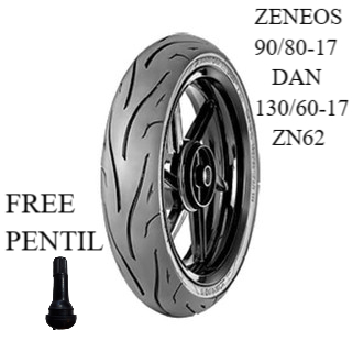 Paket  Ban zeneos tubeless 90/80-17 dan 130/60-17 zn62 zn 62 FREE PENTIL (2 BAN)