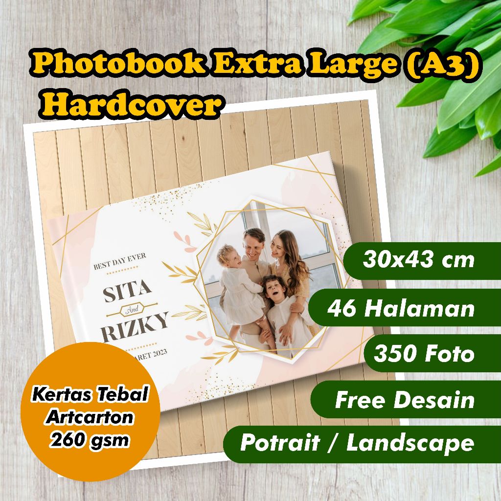 Photobook XL / A3 (46 hal) - 350 FOTO - 30 x 43 cm - Hardcover - Cetak Album Magazine Foto Book Kola