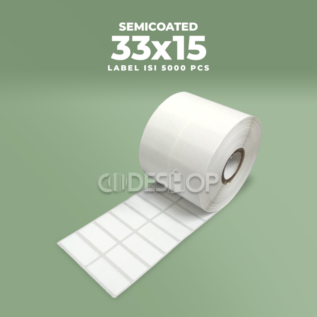 

Stiker Label Semicoated 33x15mm 2 Line isi 5000 Pcs Core 1" Gap