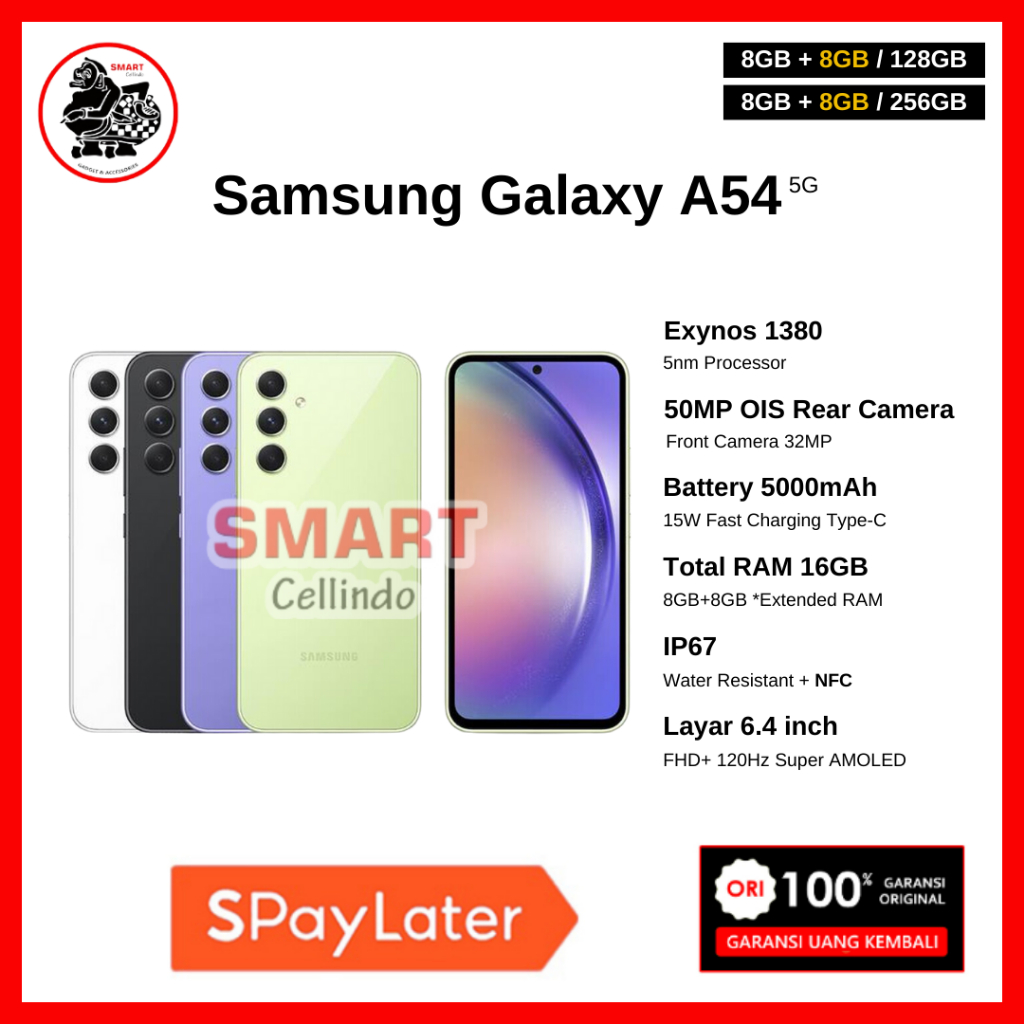 Samsung A54 5G 8/256GB, A54 5G 8/128GB (Garansi Resmi Samsung 1 Tahun)