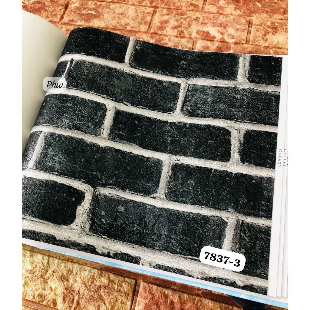 WALLPAPER DINDING MOTIF BATU BATA HITAM COKLAT ABU GALAXY