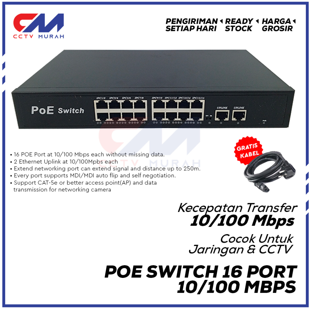POE Switch 16 PORT Full || Type Seri FY-B1620G4 || POE Switch 16 PORT untuk Camera CCTV IP