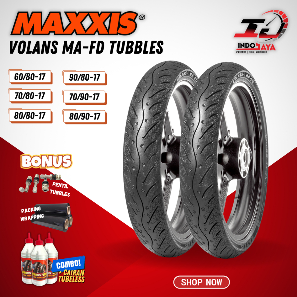 BAN TUBELESS MAXXIS VOLANS (60/80 - 70/80 - 80/80 - 90/80 - 70/90 - 80/90) BAN LUAR TUBLES MAXXIS MA
