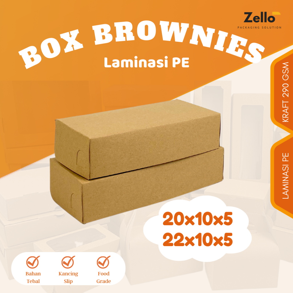 

Kotak Brownies Kue Bolu Kemasan Makanan Kraft Laminasi Anti Rembes 20x10x5 22x10x5 cm