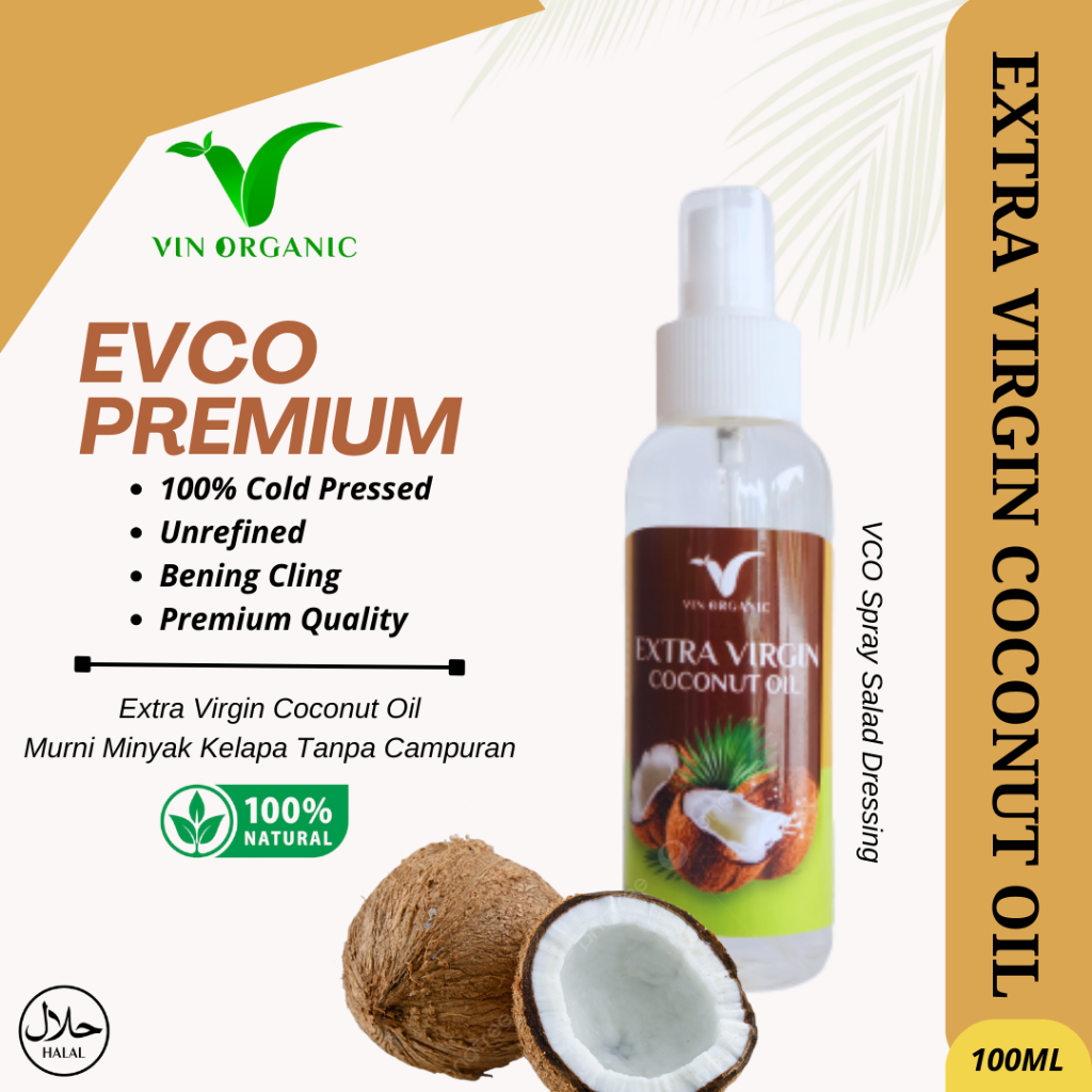 

VIN EXTRA VIRGIN COCONUT OIL | MINYAK KELAPA MURNI VCO | VIRGIN COCONUT OIL SPRAY | MINYAK EVCO 100ML SPRAY