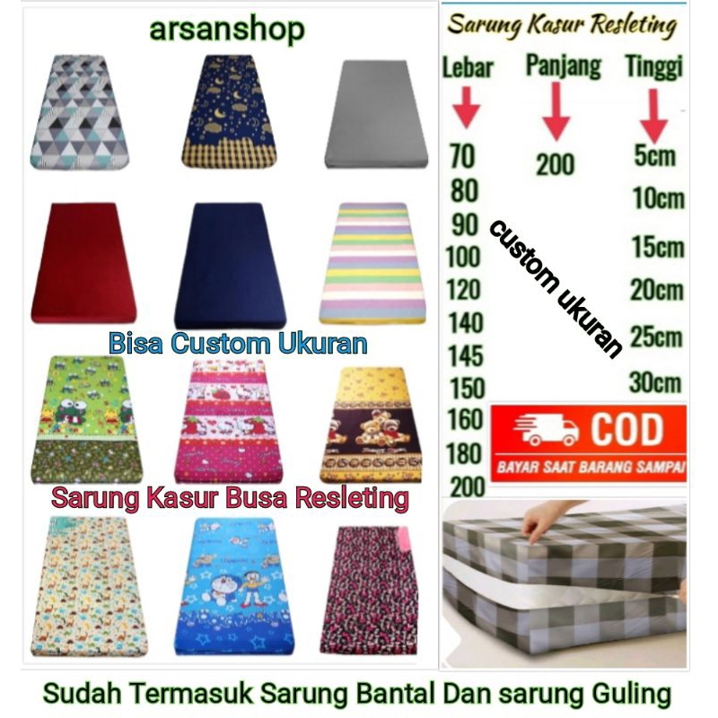 Sarung Kasur Busa Set  Resleting Sprei Resleting Cover Kasur Busa Spre Resleting Sarung Kasur Kapuk 