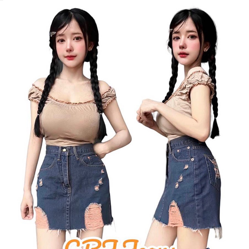 READY STOCK ‼️ CODE GBJ06 // ROK MINI SOBEK JEANS IMPORT BANGKOK (Grosir Pilih 4pc)