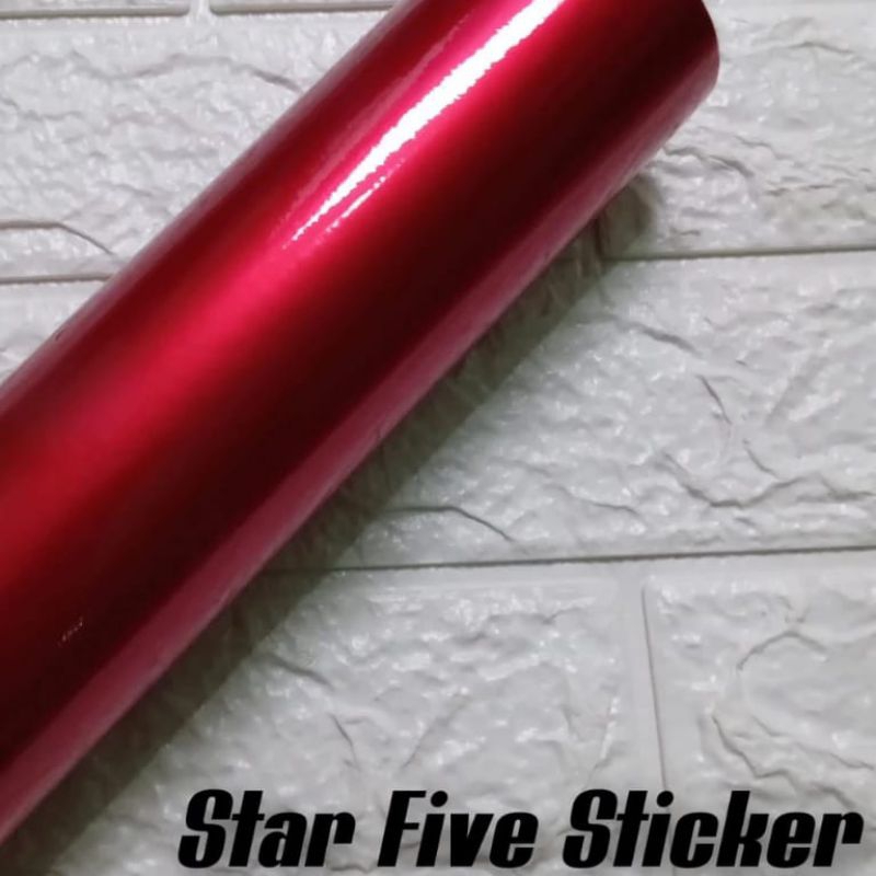 stiker skotlet merah Metalik candy glossy