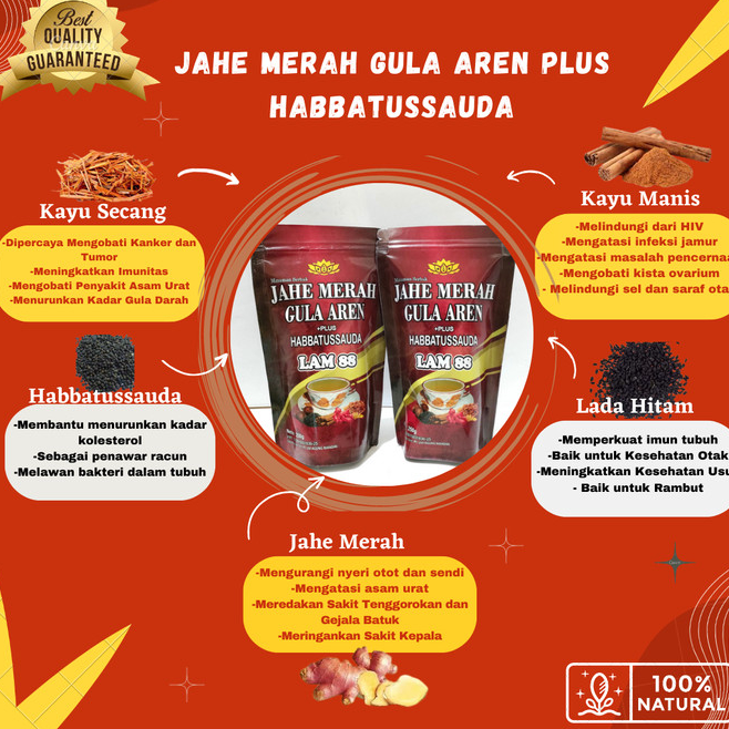 

Big Sale Jahe Merah Gula Aren Plus Habbatussauda 100% ORIGINAL