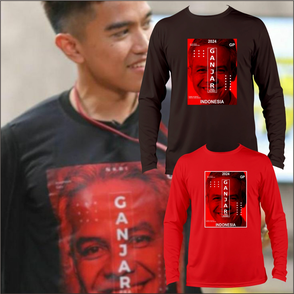 kaos baju ganjar pranowo lengan panjang - kaos ganjar - kaos presiden - kaos pemilu pdi perjuangan