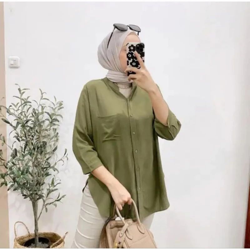 Kemeja Wanita Polos  Rayon Twill / Blouse Wanita Polos Rayon Twill