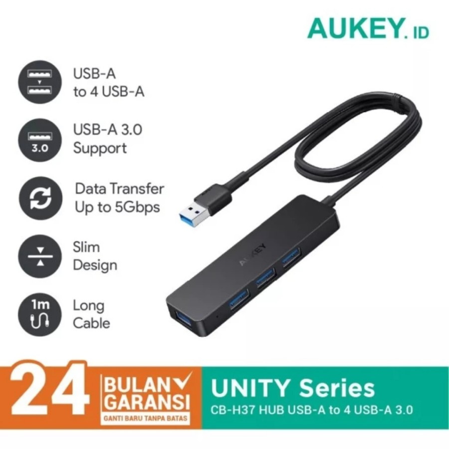 AUKEY 4 Port USB HUB 3.0 High Speed Slim OTG Extension Multi Serbaguna