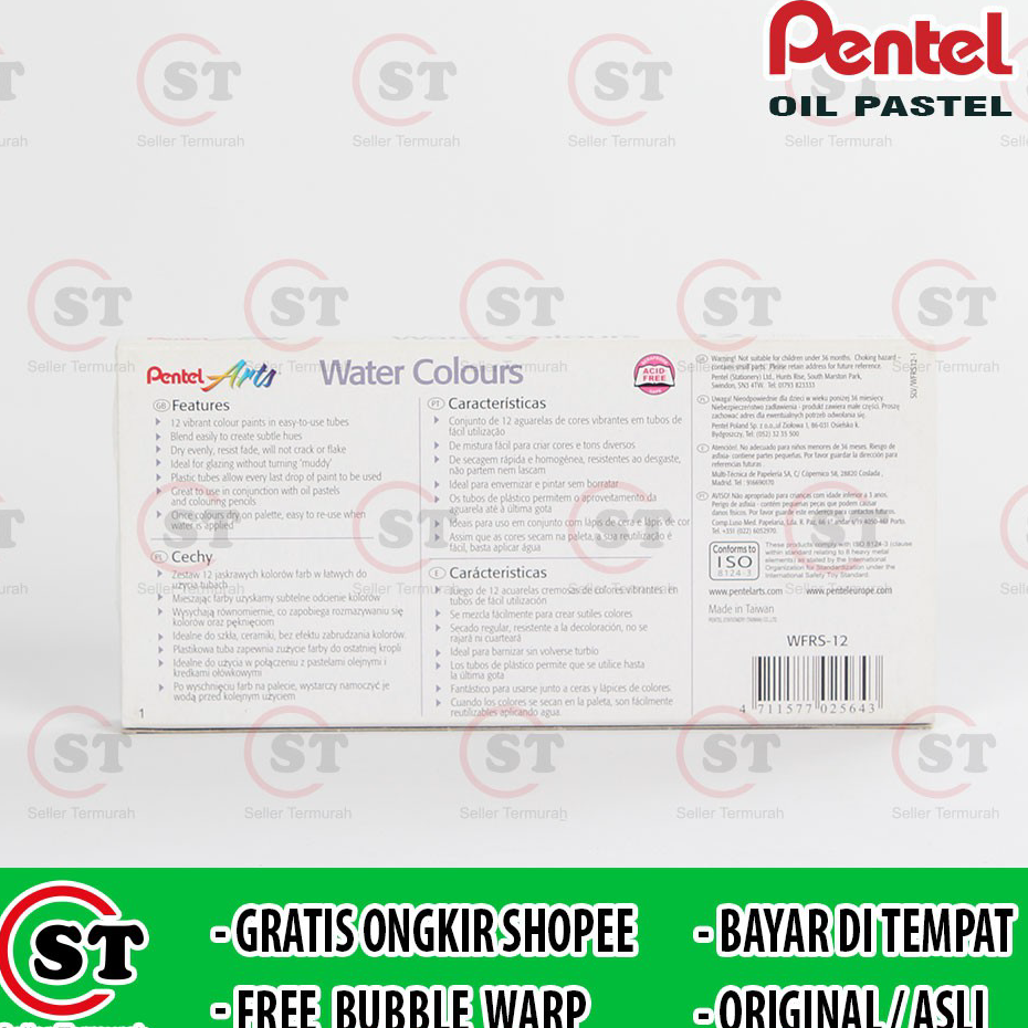 

➥❇❋ Cat Air Pentel 12 Warna / Pentel Water Color WFRS 12 colour / Kreativitas Anak Seni Lukis