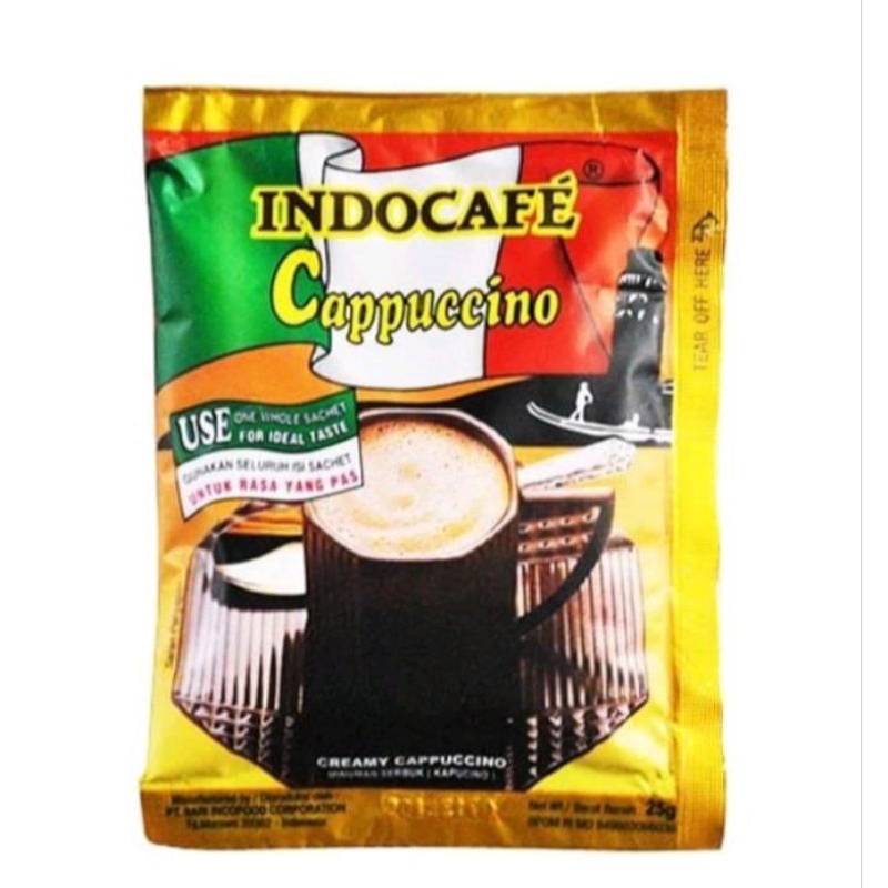 

Indocafe Cappucino 1 renceng isi 10 pcs