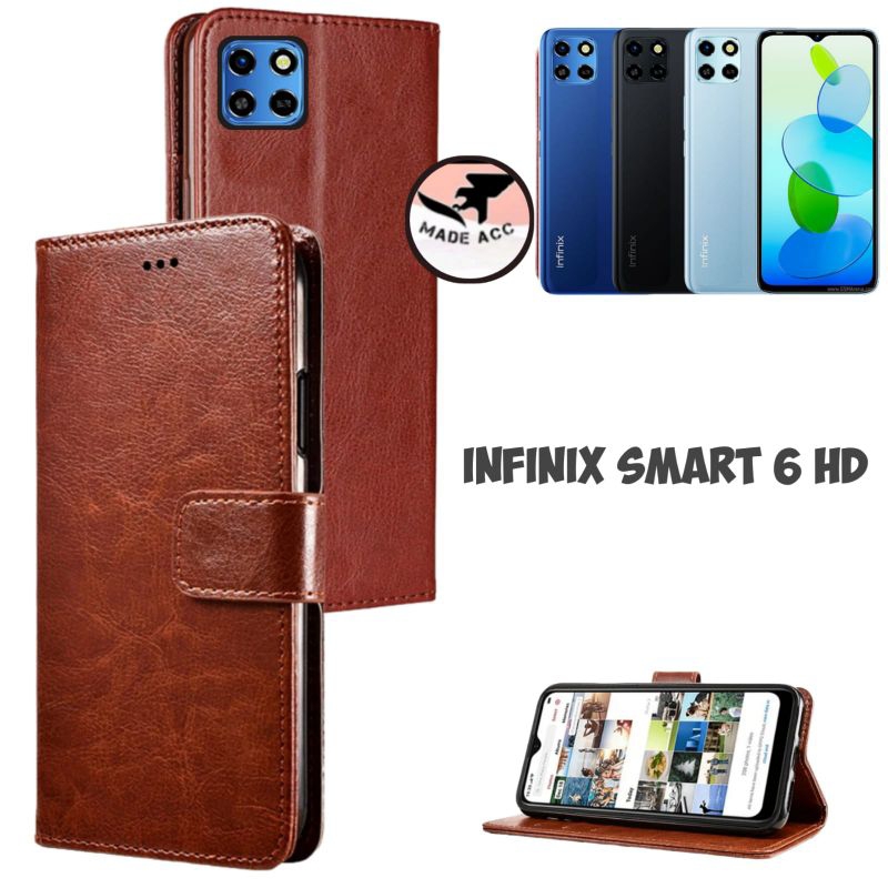 INFINIX SMART 6 HD casing dompet flip cover leather case kulit premium