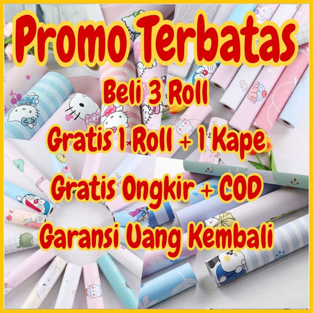 Wallpaper dinding MOTIF KARAKTER DORAEMON HELLO KITTY SPONGBOB SPIDERMAN AWAN KEROPPI