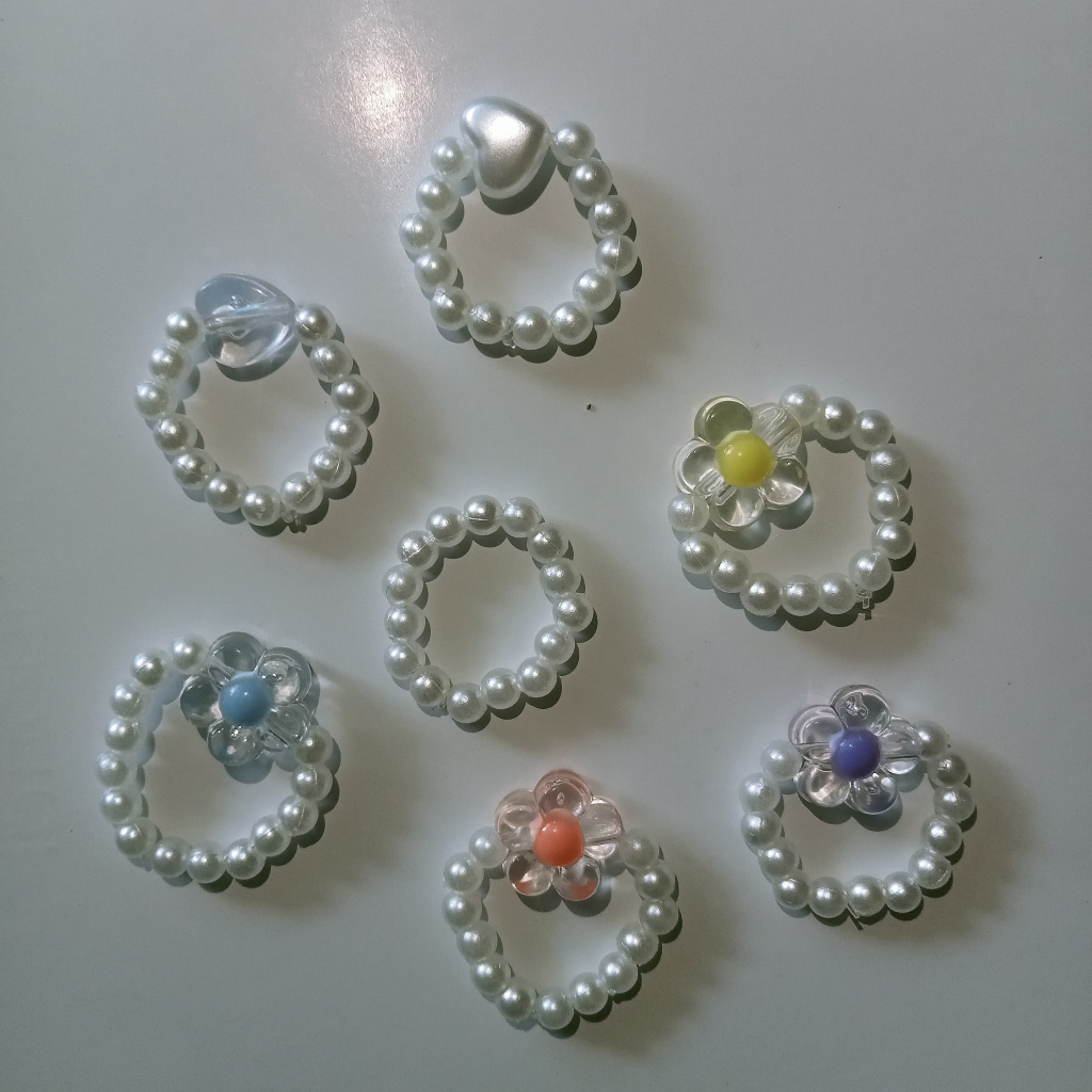 Pearl Ring / Cincin Manik Mutiara / Mute Mutiara Aesthetic Girl / Mutiara Bunga Love