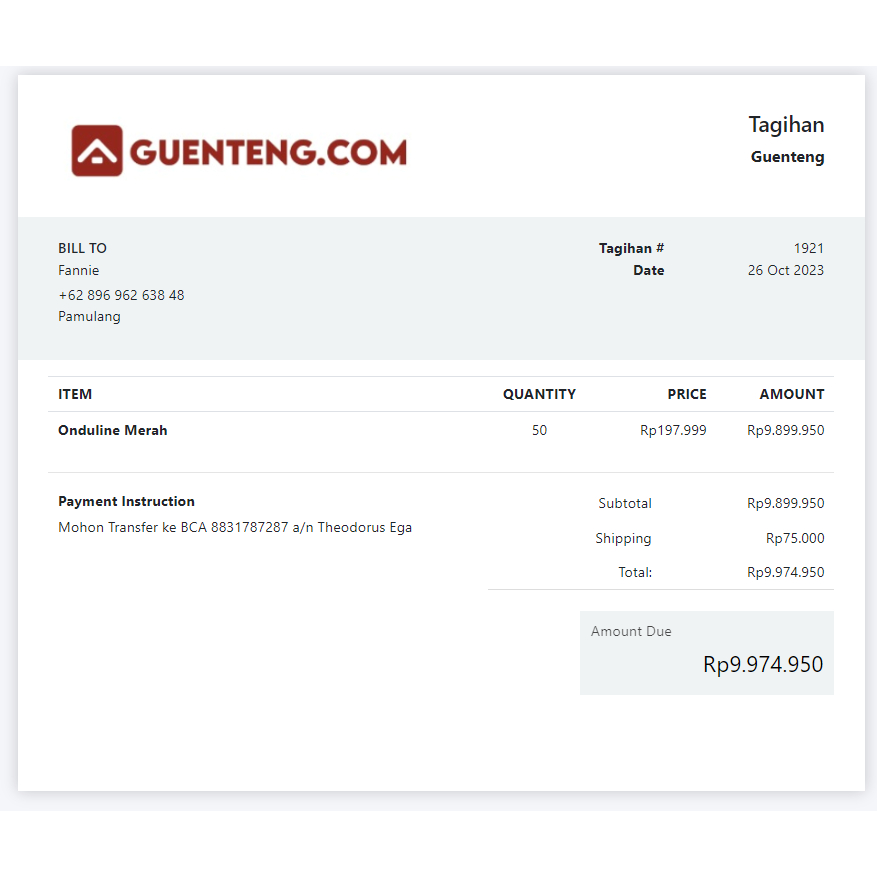 Genteng Bitumen Onduline Warna Merah