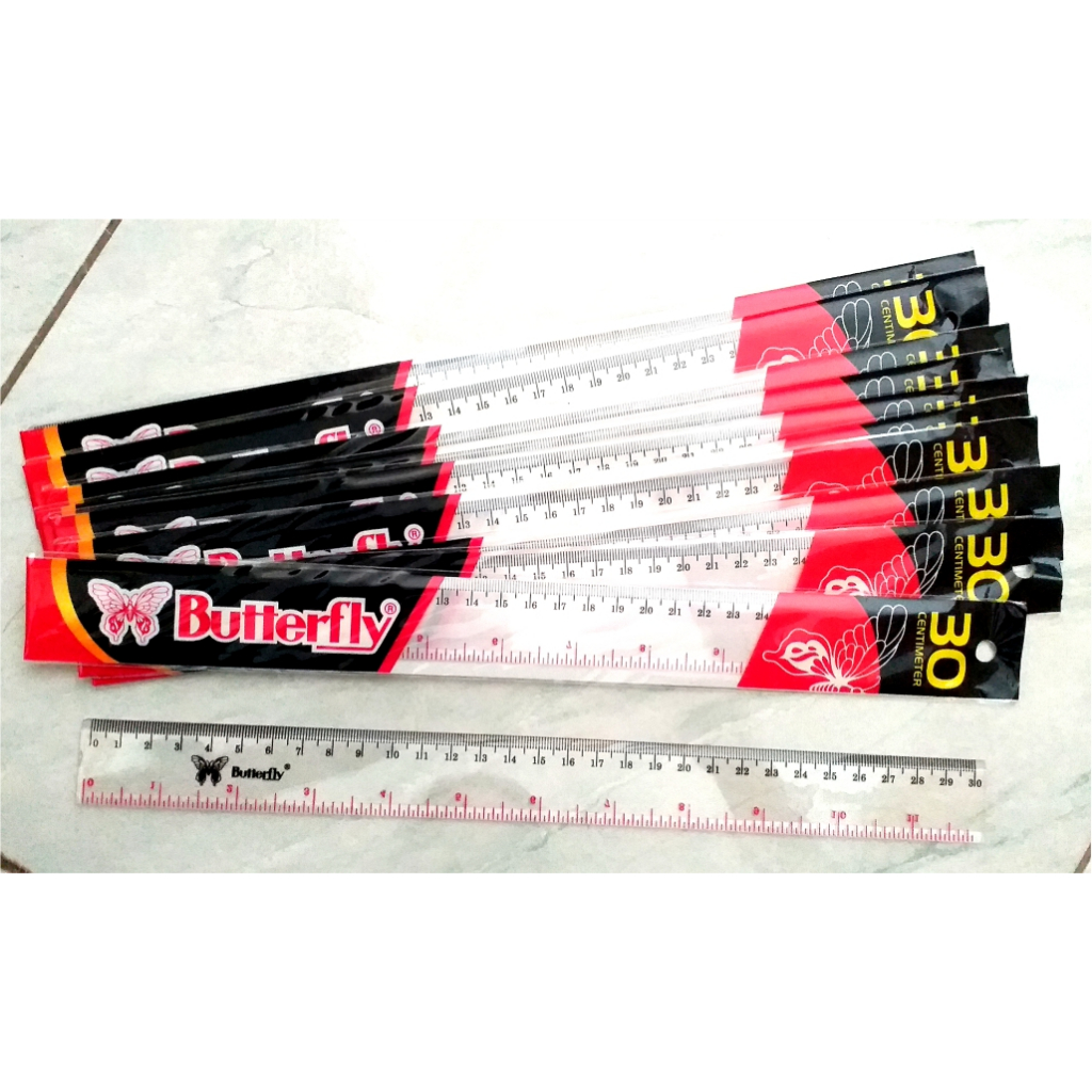 

(1 pcs) Penggaris butterfly ukuran 30cm, penggaris 30 cm bagus kuat