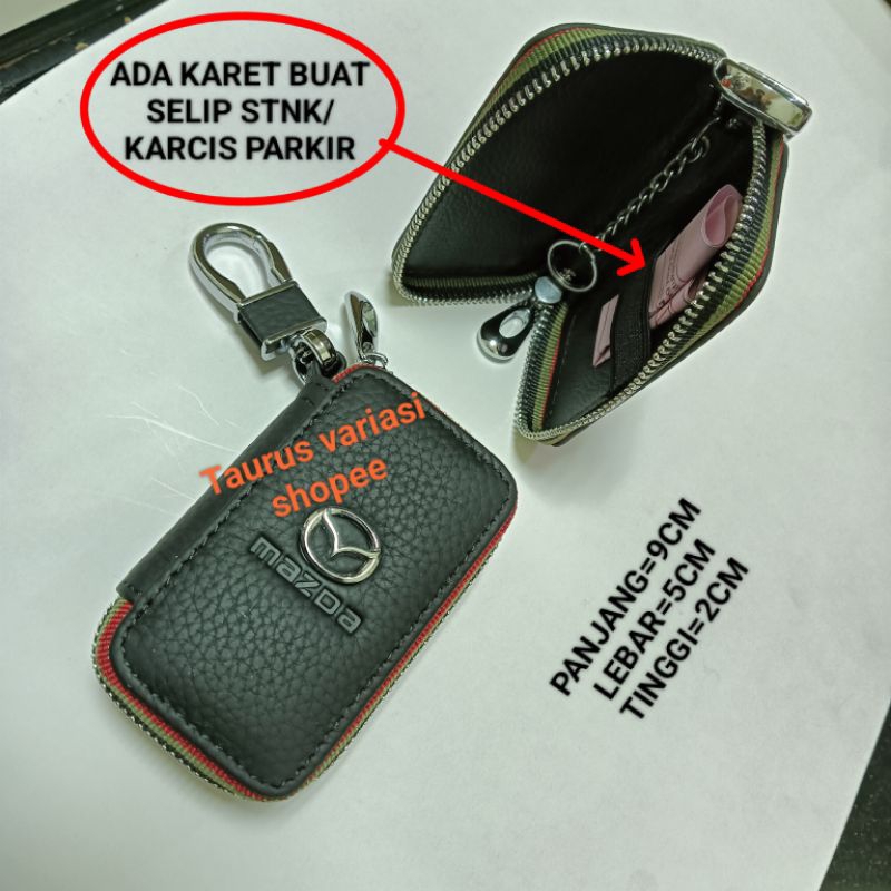 Dompet Stnk + Gantungan Kunci Mobil Mazda 2 3 6 cx 2 3 5 10 semi kulit hitam carbon