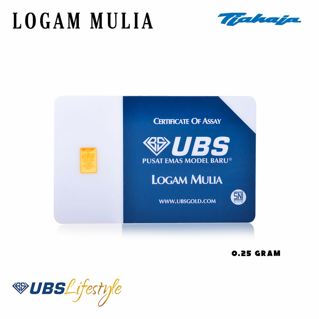 Logam Mulia UBS Emas Batangan Bersertifikat Berat 0.25 Gram dan 0.1 Gram