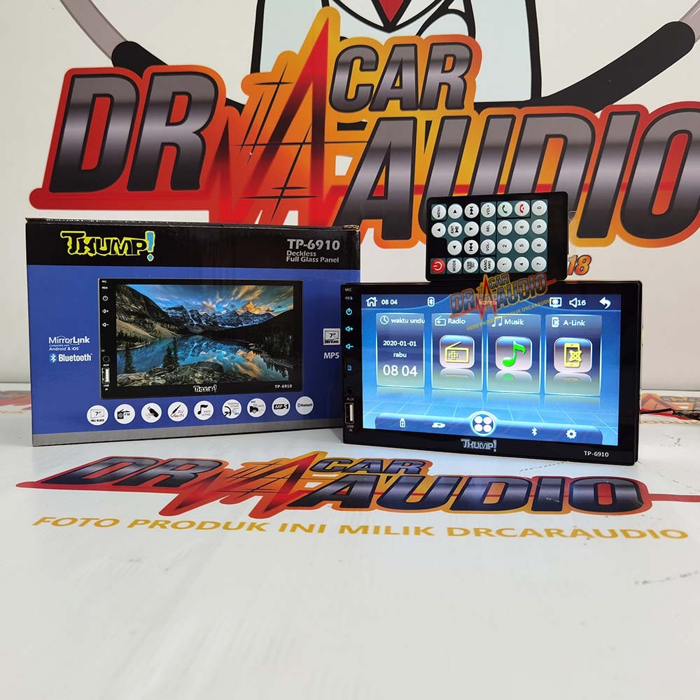 Head Unit 7 Inch Deckless Thump TP-6910 Mirrorlink Full Glass Double Din Mobil