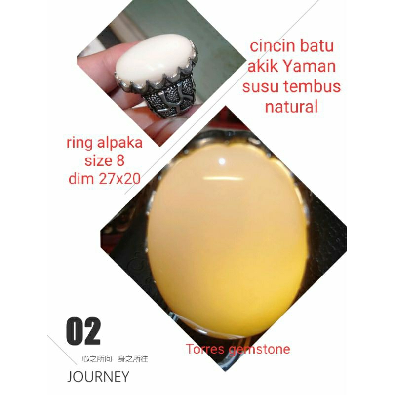 cincin batu akik Yaman susu tembus natural 06