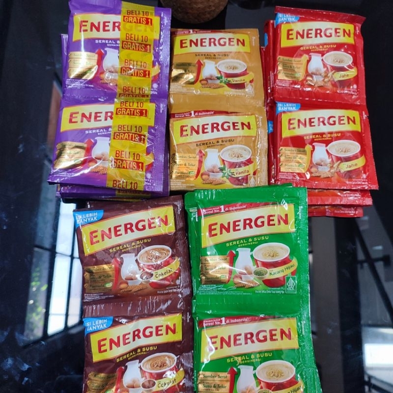 

Energen Sereal Renteng Renceng Isi 10 Sachet Coklat Jahe Kurma Vanila Vanilla Kacang Hijau Ijo