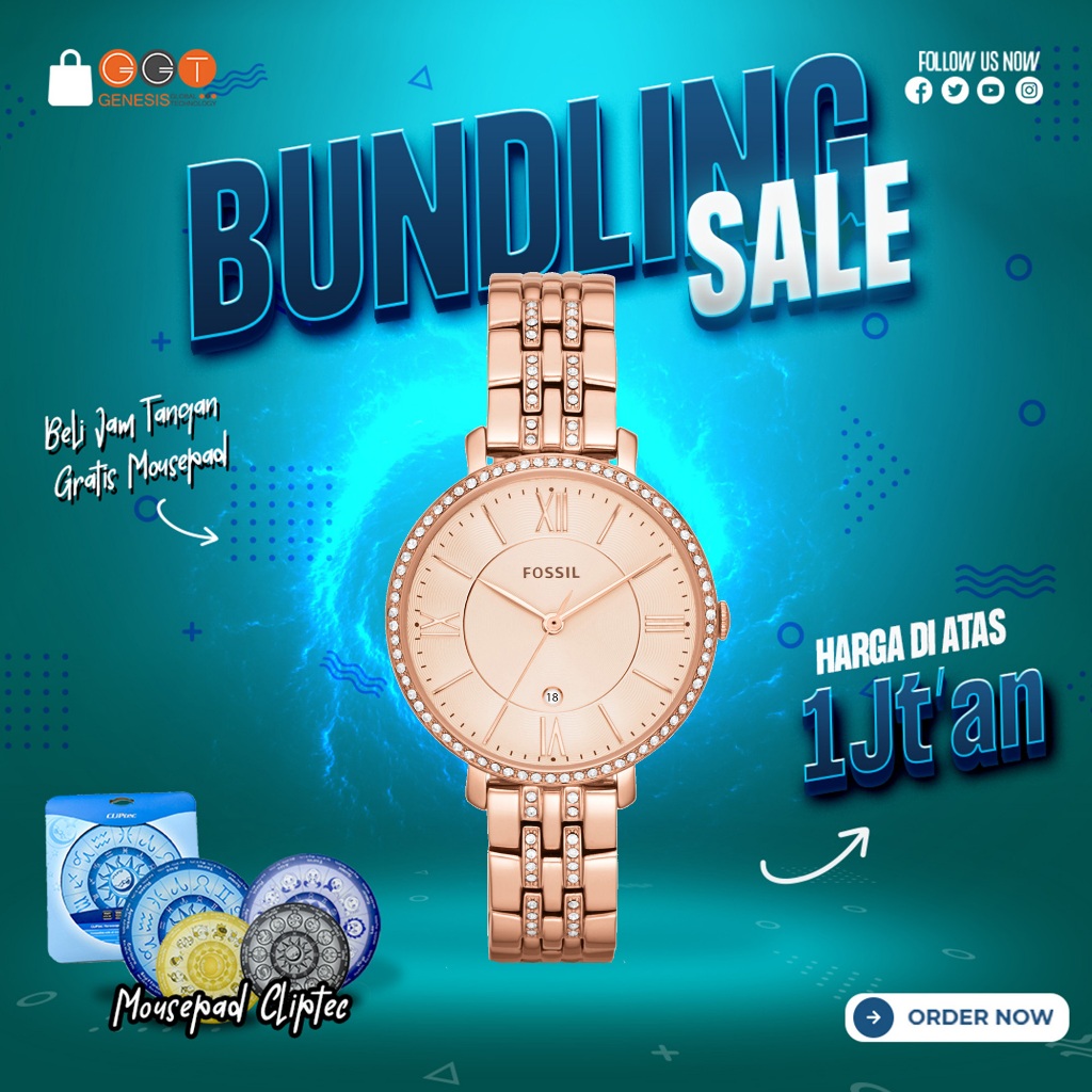 [DAPATKAN HADIAH] Jam Tangan Wanita Fossil ES3435 Ladies Jacqueline Rose Gold Stainless Steel Strap