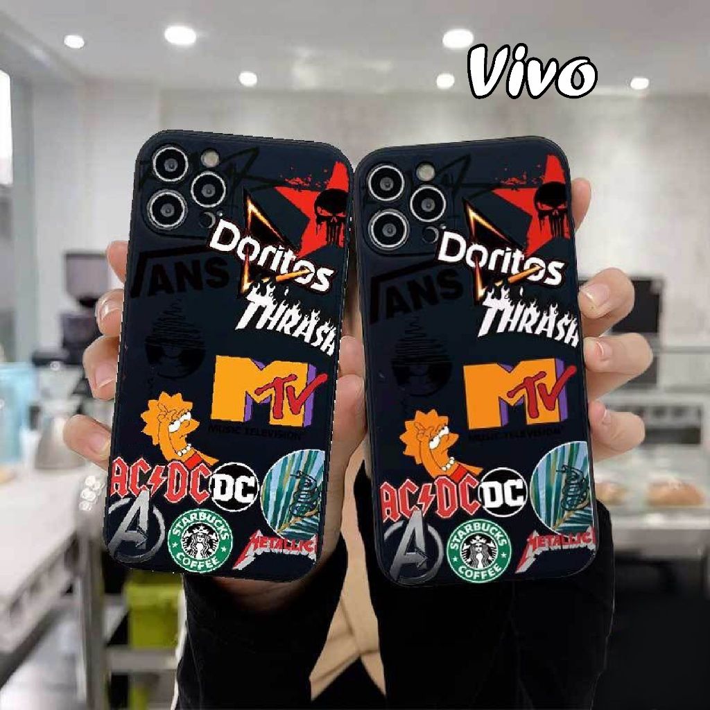 Cute Case VIVO Y83 Y81 Y71 Y53 2017  Motif Graffiti Brand Kartun Lens Cover Soft Case Square Edge