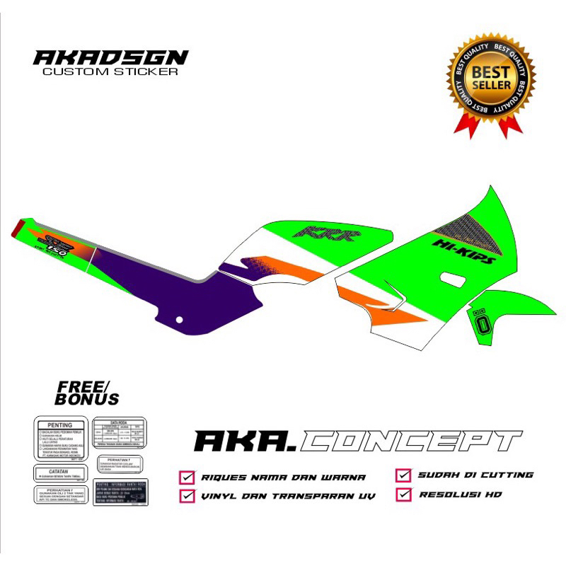 sticker striping Kawasaki Ninja KRR SSR transparan tanpa fairing bawah