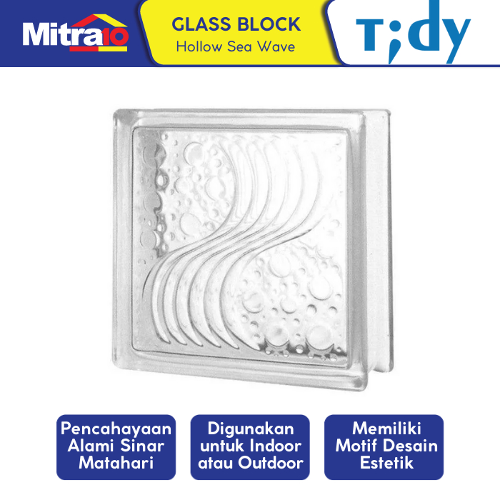 Tidy Glass Block Sea Wave 9.5X19X19 Cm