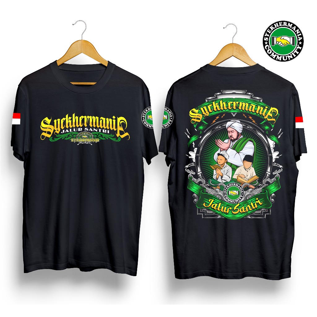 Kaos Dakwah SYEKHERMANIA JALUR SANTRI Kaos Syekhermania Baju Syekhermania Kaos Distro Pria Unisex