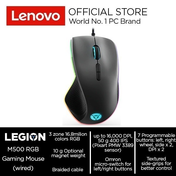 Lenovo Legion M500 Mouse Gaming Rgb Gaming Mouse (Wired) - Gy50t26467