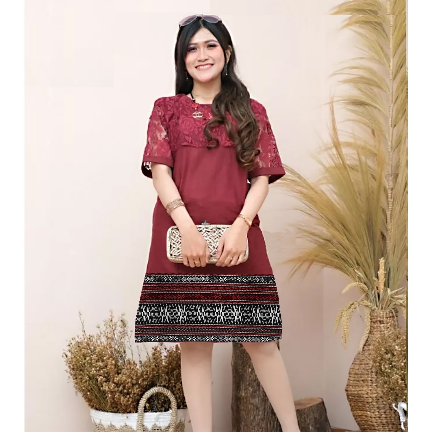 Angelaco | Dress Batik Batak Wanita | Batik Etnik Wanita Motif Ulos Pucca BP1 & BP4