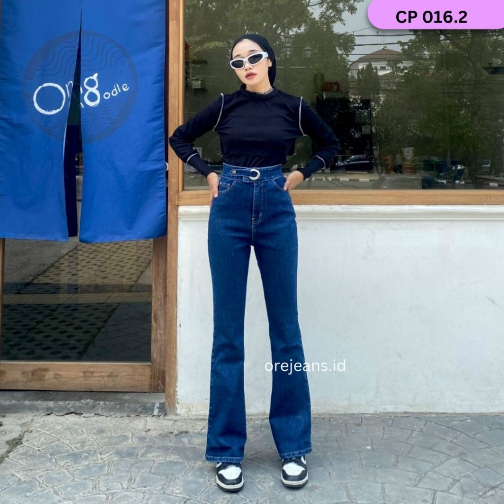 ORE - CP 016.2 Cutbray Jeans Belt Highwaist Strech Vintage Retro Wanita Dark