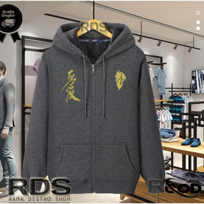 RDS COD.. Jaket Hoodie distro terbaru logo AC Milan Kirka Cina Keren Text Golt original unisex cewek