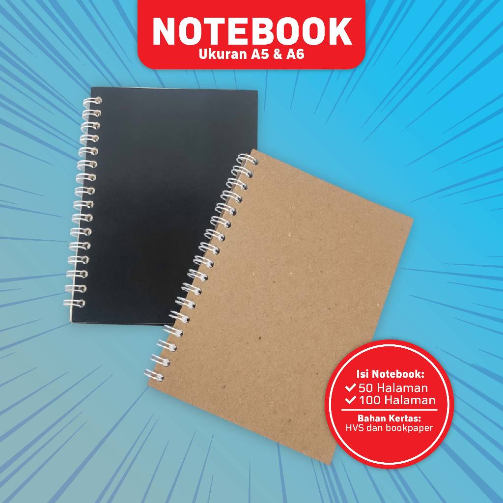 

NOTE BOOK A5 / A6 SPlRAL (50 LEMBAR - 100 HALAMAN) COVER CRAFT / COVER HITAM / SKETCH BOOK / PLANNER BOOK / DIARY