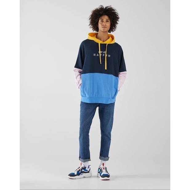 Hoodie Jacket Bershka Pria Wanita Strip Collor Original Let it Happen