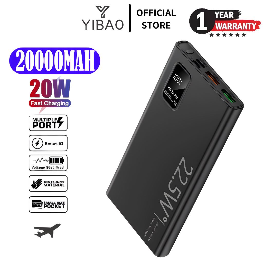 YIBAO Powerbank 20000 mAh Mini with Fast Charging BHK7