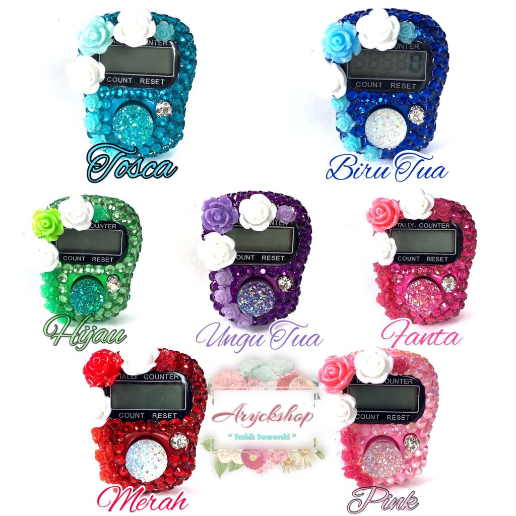 MAWAR SUSUN Tasbih digital swarovski Non Led tasbih Blink Tasbih Lucu Unik Cantik elegan kado ultah